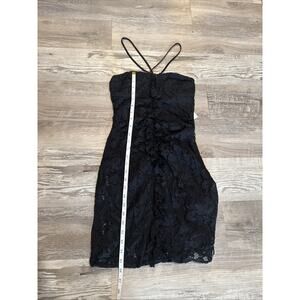 Zara Womens Lace Mini Dress Draped XS Black Ruffled Floral 8200/998 NWT